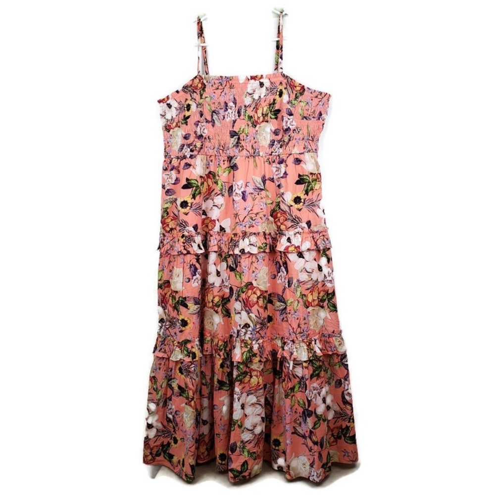 INC Peach Cotton Tiered Floral Blossom Size 2X